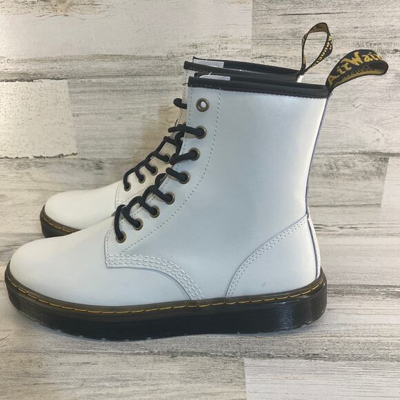 Dr Martens Doc Zavala Combat Boot M9/W10 DMs White Smooth Leather NWOT Airwair - Picture 3 of 10